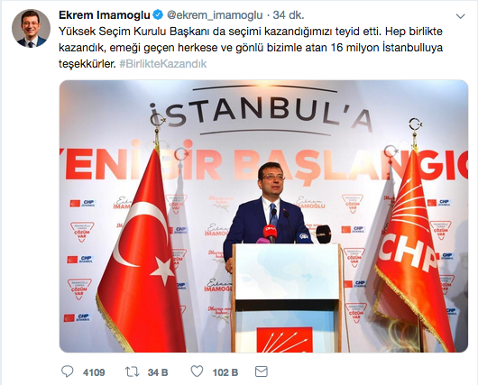 Ekrem İmamoğlu: Hep birlikte kazandık!