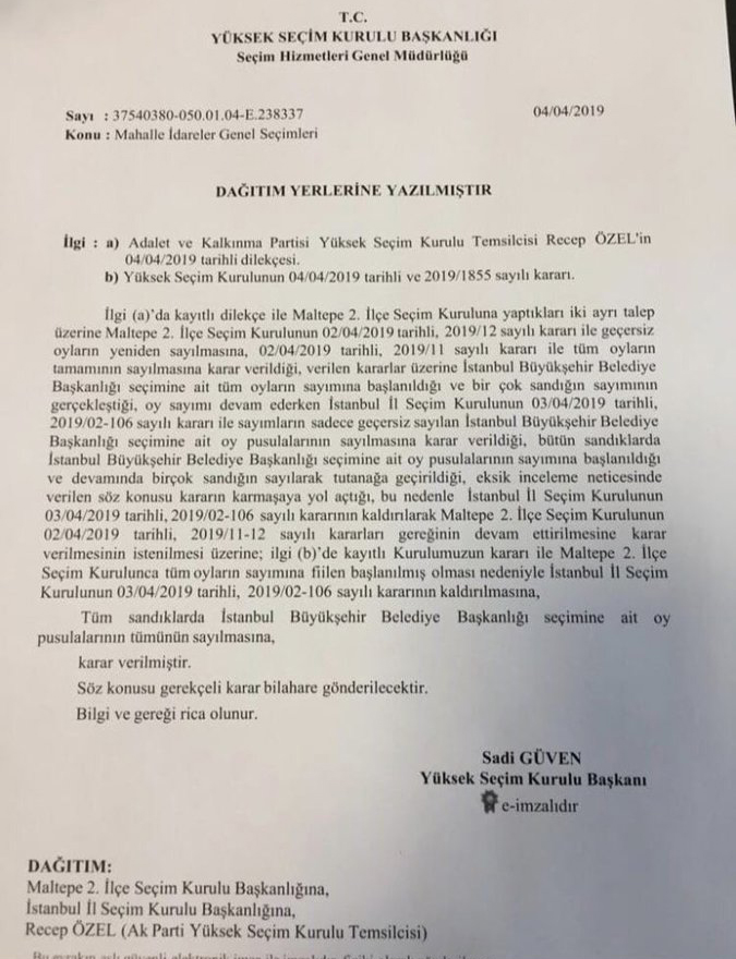 YSK&#039;dan son dakika Maltepe kararı!