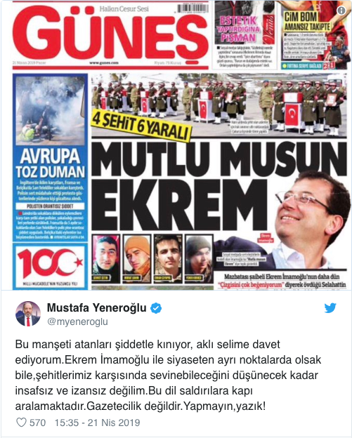 AKP&#039;den Güneş&#039;in manşetine tepki: Gazetecilik değildir