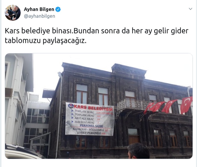 MHP&#039;li başkandan Kars&#039;a 338.380.000 TL borç!