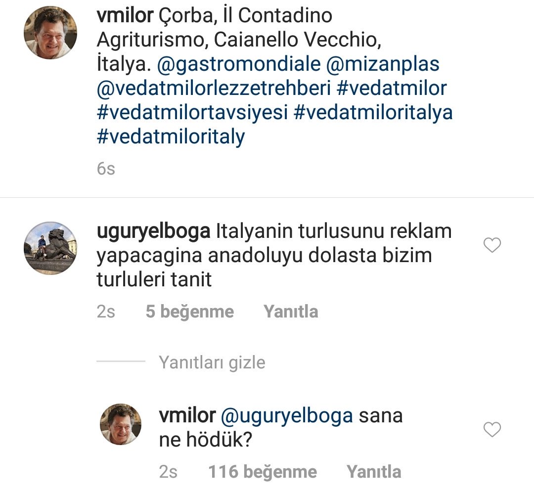 Vedat Milor’dan kendisini eleştiren takipçisine: Sana ne hödük