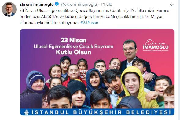 Ekrem İmamoğlu&#039;ndan 23 Nisan paylaşımı