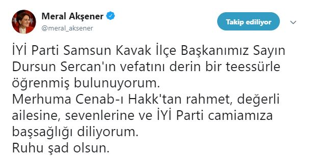 Meral Akşener&#039;den başsağlığı mesajı
