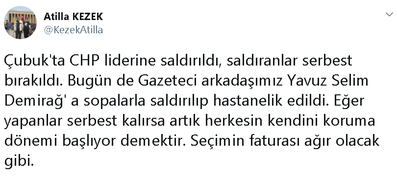Yavuz Selim Demirağ saldırıya uğradı