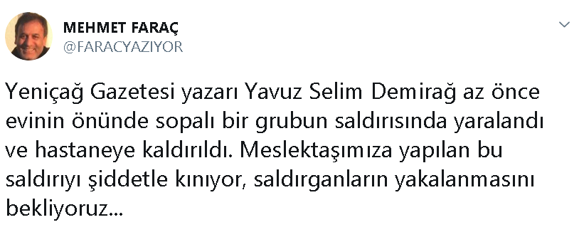 Yavuz Selim Demirağ saldırıya uğradı