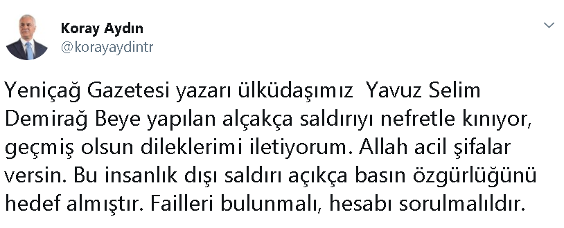 Yavuz Selim Demirağ saldırıya uğradı