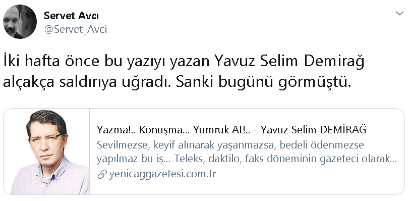 Yavuz Selim Demirağ saldırıya uğradı