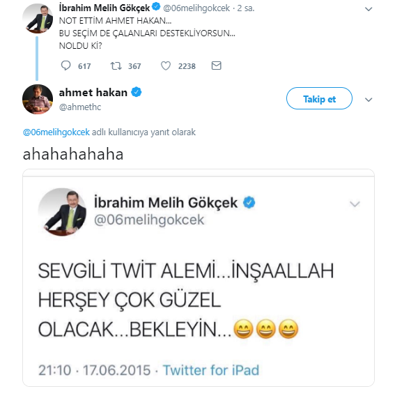 Ahmet Hakan&#039;dan Melih Gökçek&#039;e &#039;her şey çok güzel olacak&#039; yanıtı