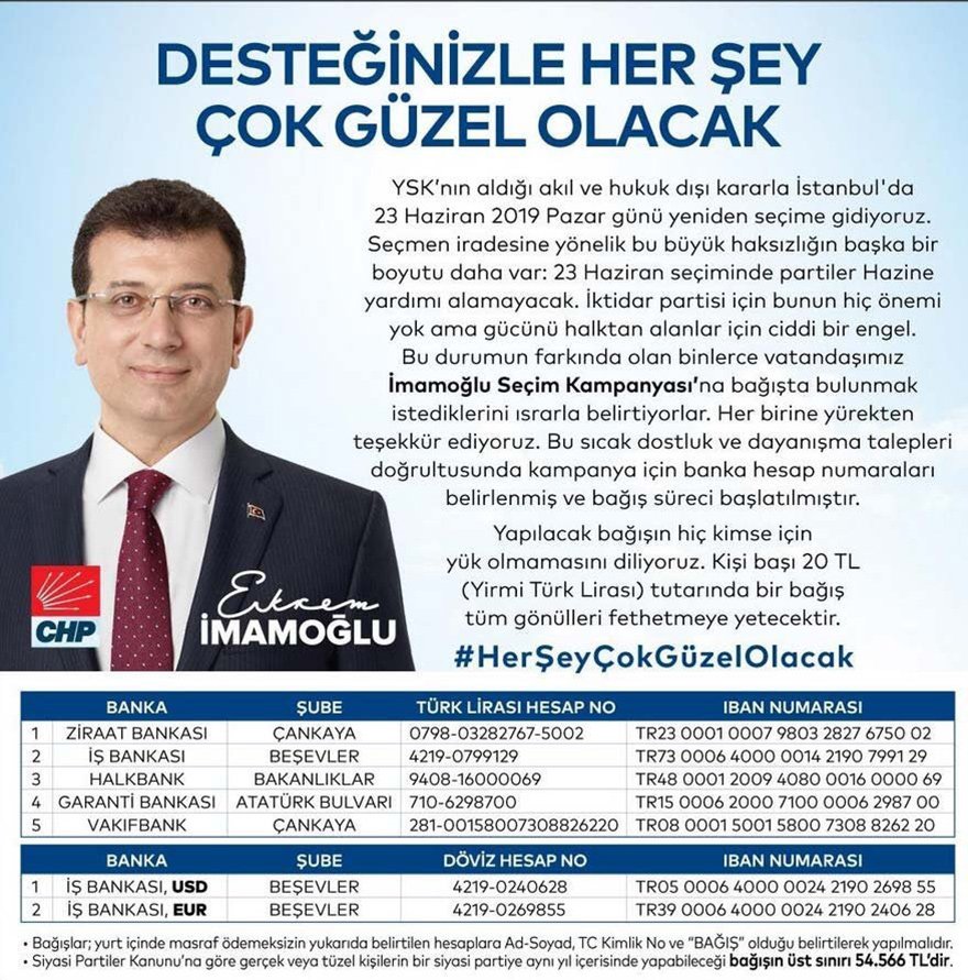 İmamoğlu’na 500 bin kişi bağışta bulundu