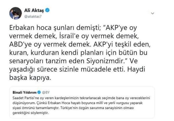 Saadet Partisi'nden Binali Yıldırım'a sert cevap: Hain dedikleriniz size asla oy vermeyecek
