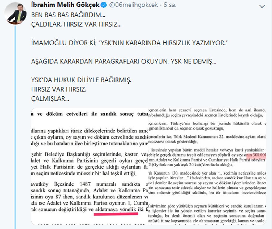 Melih Gökçek'e 'YSK' tepkisi: Yalan orucu bozmuyor mu?