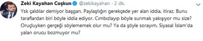 Melih Gökçek'e 'YSK' tepkisi: Yalan orucu bozmuyor mu?