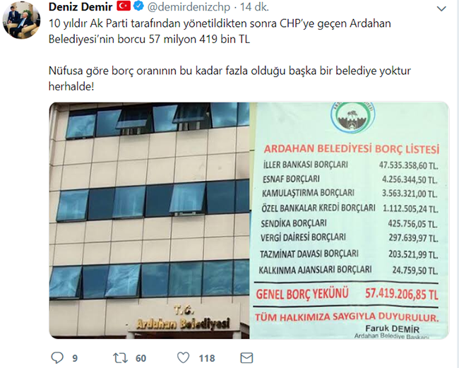 AKP&#39;den CHP&#39;ye geçen belediyenin borcu dudak uçuklattı