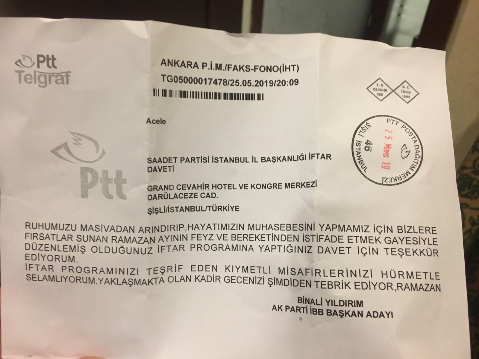 İmamoğlu, Saadet Partisi&#039;nin iftar programına katıldı