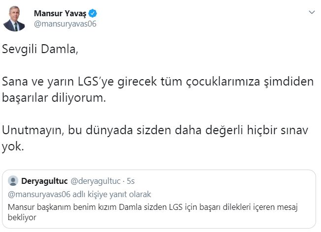 Yavaş: Sizden daha değerli hiçbir sınav yok