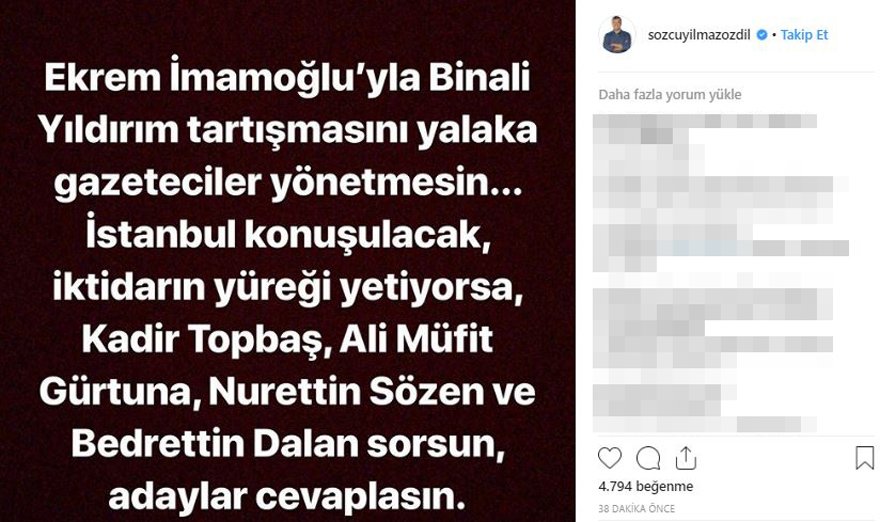 Özdil’den İmamoğlu ve Yıldırım’a çok konuşulan program önerisi