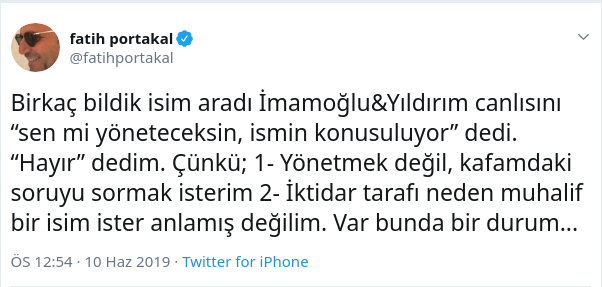 Fatih Portakal&#39;dan İmamoğlu - Yıldırım yayını açıklaması: Birkaç bildik isim aradı...