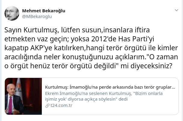 Bekaroğlu&#039;ndan AKP&#039;li Kurtulmuş&#039;a tepki: AKP&#039;ye katılırken hangi terör örgütü...