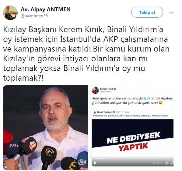 Kızılay Başkanı Kınık&#039;a sosyal medyada tepki