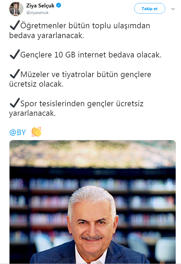 Ziya Selçuk, Binali Yıldırım için oy istedi