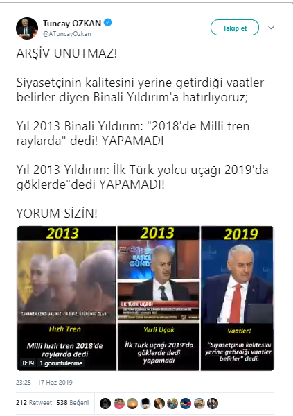 VİDEO | &#039;Siyasetçinin kalitesini yerine getirdiği vaatler belirler&#039; diyen Binali Yıldırım&#039;a hatırlatma!