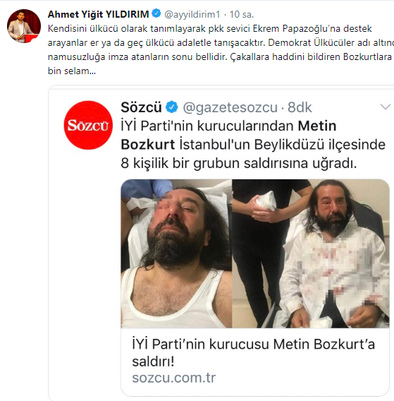 İmamoğlu'nu destekleyen ülkücülere tehdit: Kan kusturacağız