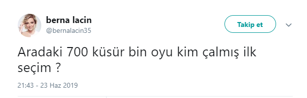 Berna Laçin: Aradaki 700 küsur bin oyu kim çalmış?