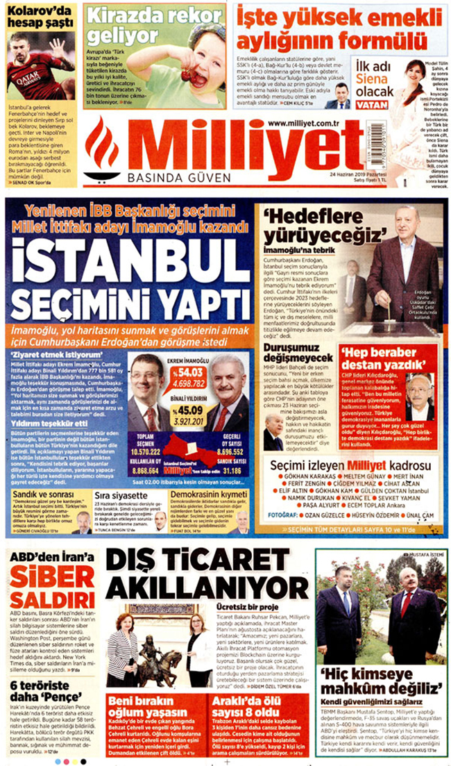 İktidara yakın gazeteler İstanbul seçimini böyle gördü