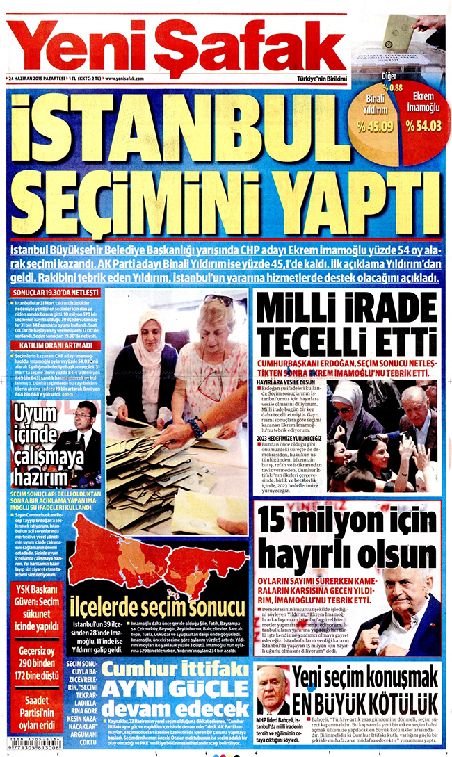İktidara yakın gazeteler İstanbul seçimini böyle gördü