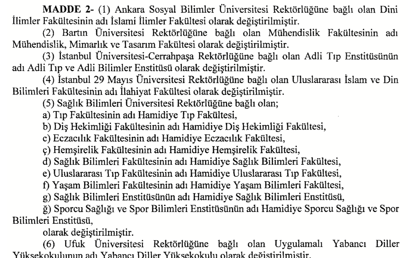 12 üniversitede yeni enstitü, fakülte ve yüksekokul kuruldu