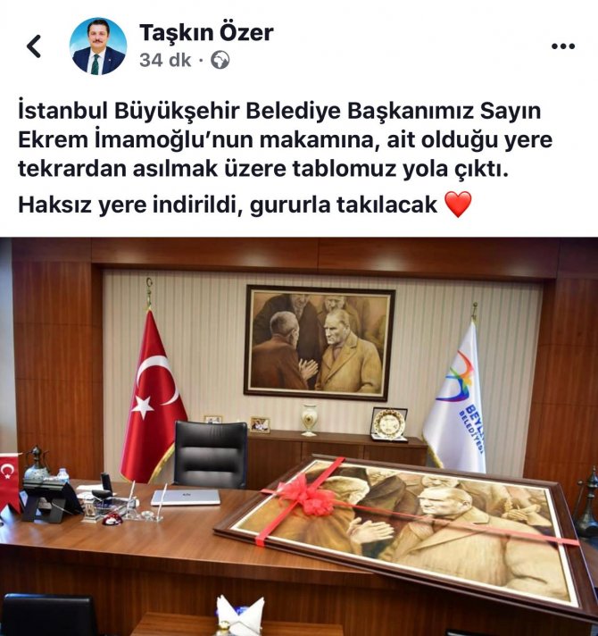 İndirilen Atatürk tablosu yola çıktı!