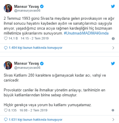 Mansur Yavaş’tan Sivas Katliamı mesajı