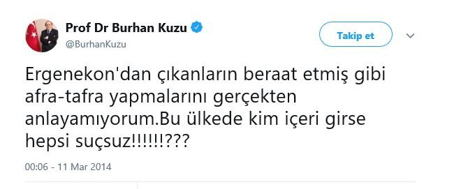 AKP&#039;li Kuzu&#039;dan tepki geçen Ergenekon paylaşımı