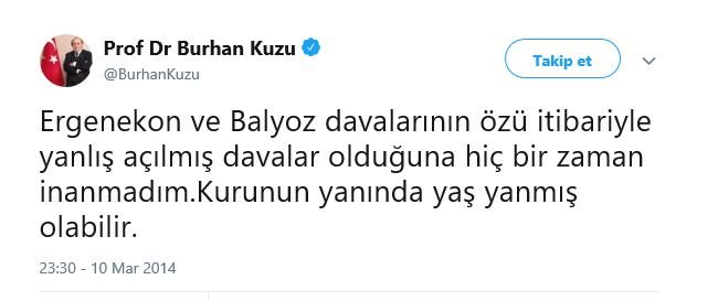 AKP&#039;li Kuzu&#039;dan tepki geçen Ergenekon paylaşımı