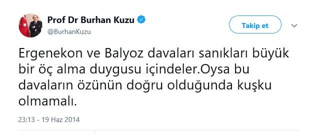 AKP&#039;li Kuzu&#039;dan tepki geçen Ergenekon paylaşımı