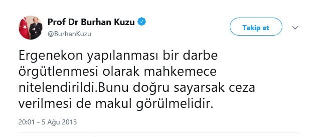 AKP&#039;li Kuzu&#039;dan tepki geçen Ergenekon paylaşımı