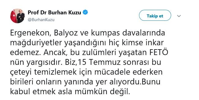 AKP&#039;li Kuzu&#039;dan tepki geçen Ergenekon paylaşımı