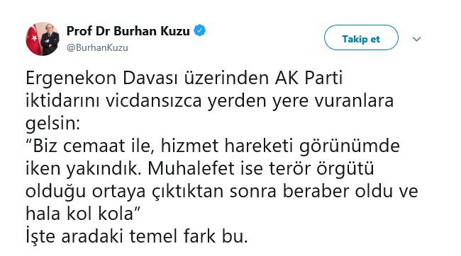 AKP&#039;li Kuzu&#039;dan tepki geçen Ergenekon paylaşımı