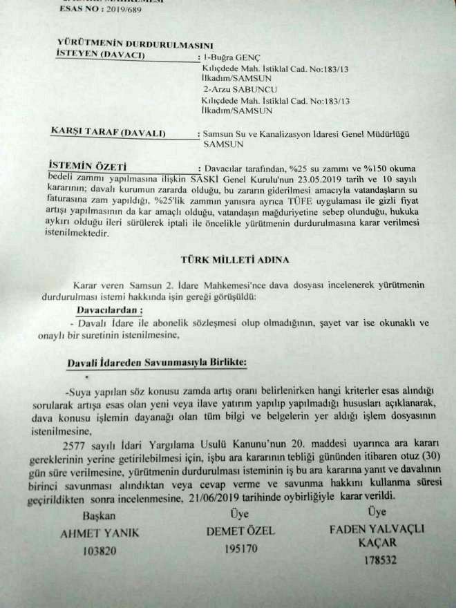 Su zammı mahkemeye taşındı