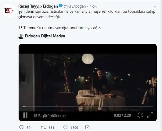 Erdoğan’dan ’15 Temmuz’ paylaşımı