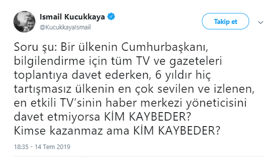 İsmail Küçükkaya&#039;dan Erdoğan&#039;a FOX TV tepkisi