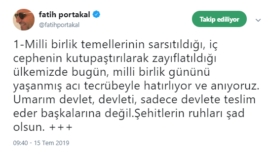 Fatih Portakal&#39;dan 15 Temmuz paylaşımı: Umarım akıllanmışsınızdır