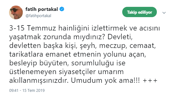 Fatih Portakal&#39;dan 15 Temmuz paylaşımı: Umarım akıllanmışsınızdır