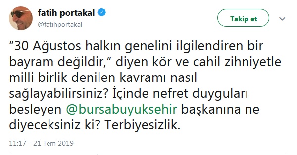 Fatih Portakal&#039;dan AKP&#039;li başkana tepki: Terbiyesizlik
