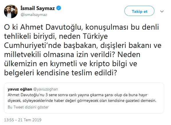 İsmail Saymaz&#039;dan Davutoğlu sorusu: Kripto belgeler kendisine neden teslim edildi?