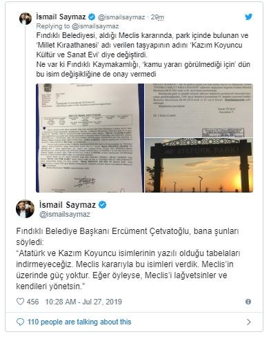 Kaymakamlıktan skandal karar: &#039;Atatürk Parkı&#039; isminde kamu yararı görülmemiş!