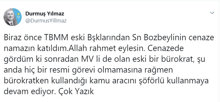 İYİ Partili Durmuş Yılmaz&#039;dan eski milletvekili hakkında kamu aracı iddiası