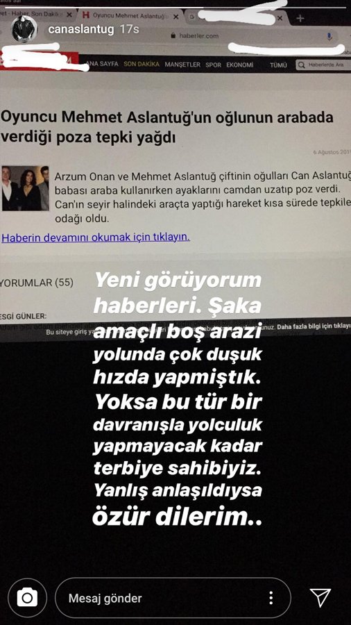 Mehmet Aslantuğ&#039;un oğlu özür diledi