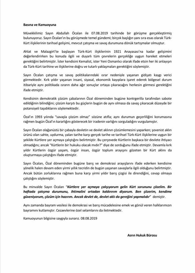 Öcalan amacını bu sözlerle açıkladı, &#039;hazırım&#039; dedi