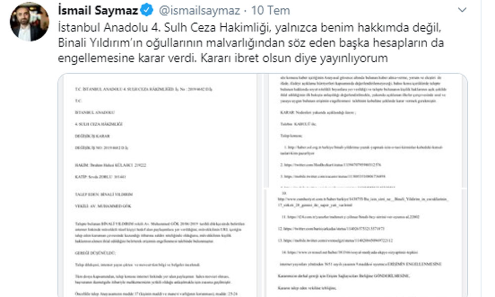 Yok artık dedirten engelleme: Binali Yıldırım ve oğullarının serveti...